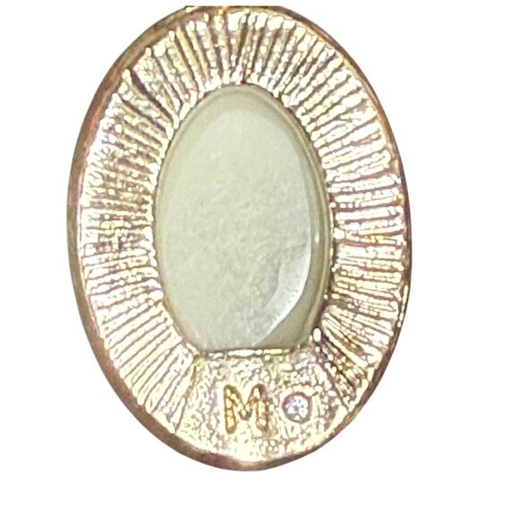 Monet Necklace & Earrings Set White Enamel Gold Tone Beveled Bead 10.5" Signed - Picture 7 of 11